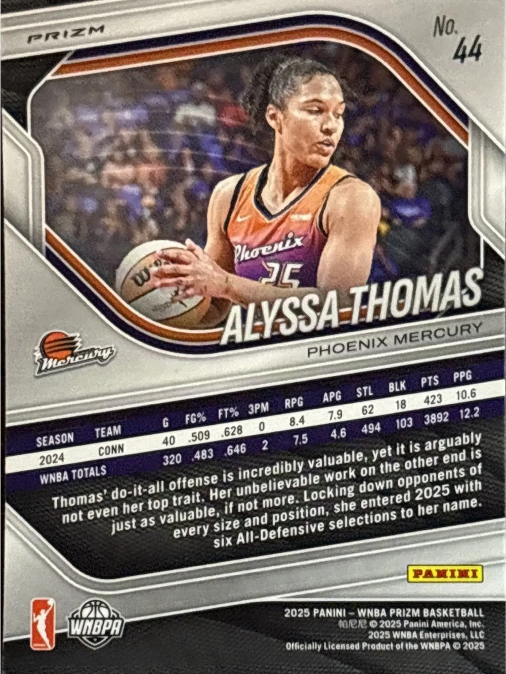 Panini Prizm Alyssa Thomas Phoenix Mercury Basketball Card Rainbow Prizm